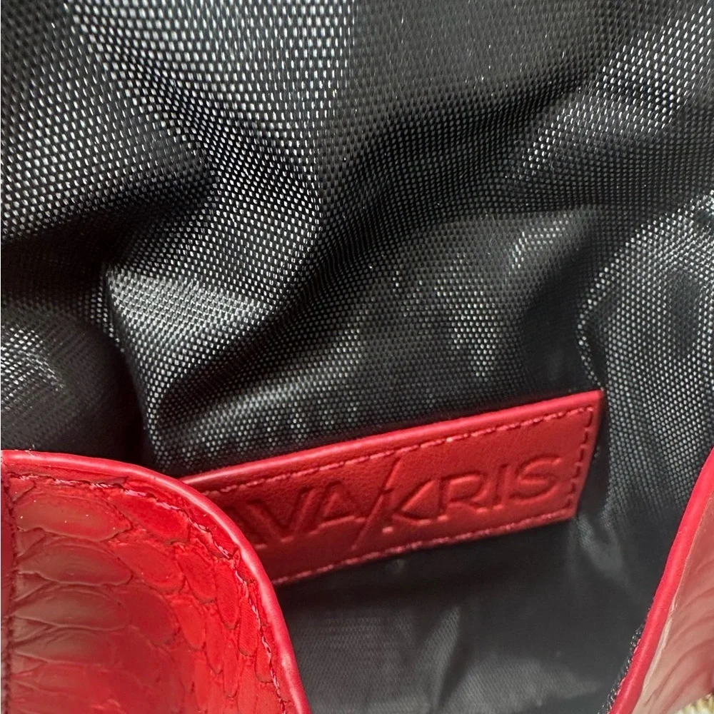 Ava + Kris Meg Ruby Red Faux Snake Skin Crossbody / Evening Bag - Picture 4 of 6